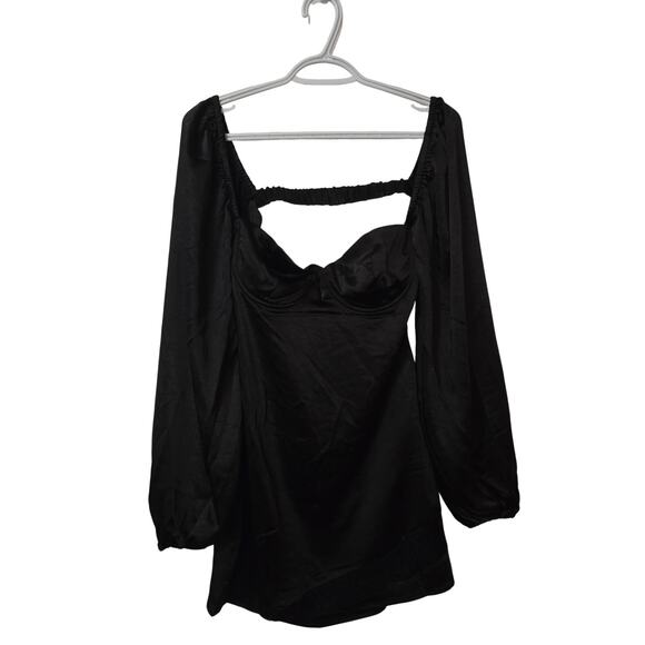 Princess Polly Kato Long Sleeve Mini Dress Black Size 8 - Picture 5 of 6